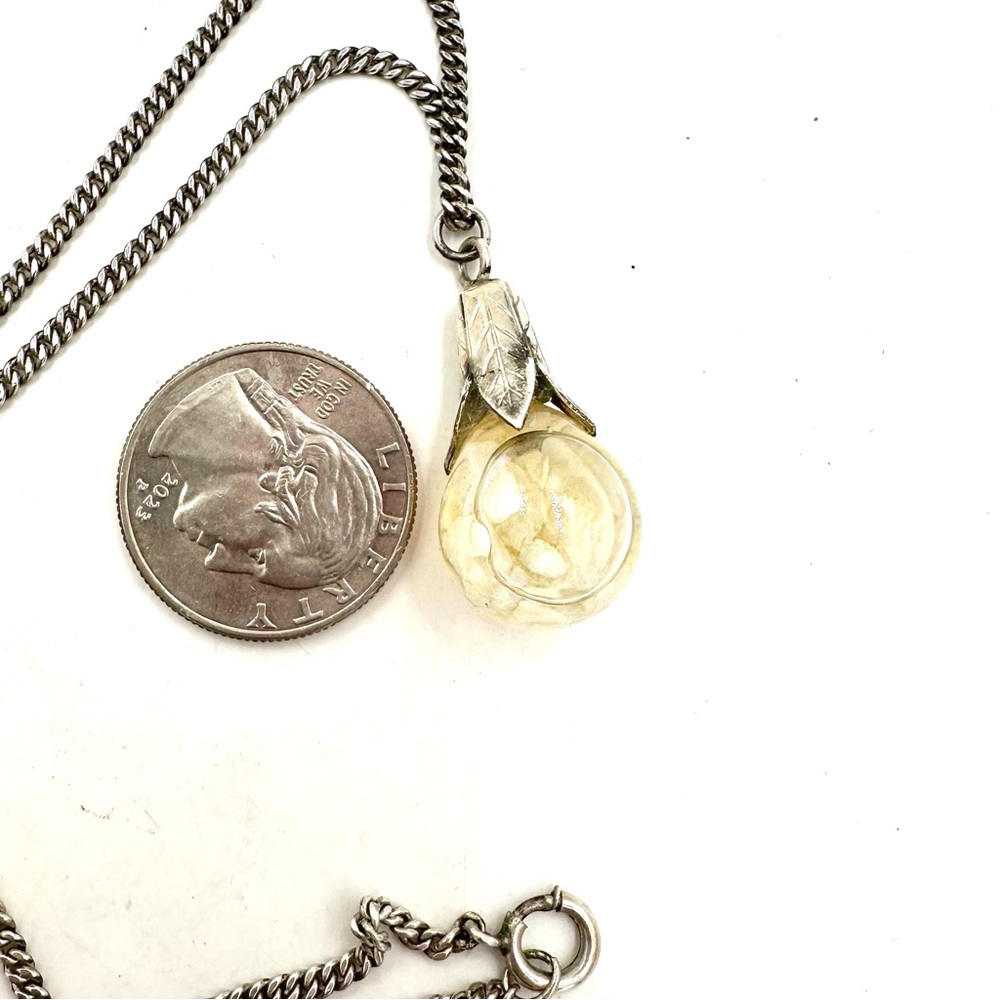 Vintage Sterling Silver Floating Opal Pendant Necklace - Picture 6 of 9